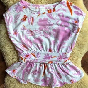 Anthropologie | Postmark Floral Belted Peplum Top